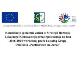 Konsultacje społeczne zmian w Strategii Rozwoju Lokalnego Kierowanego przez Społeczność na lata 2016-2024 wdrażanej przez Lokalną Grupę Działania ,,Partnerstwo na Jurze