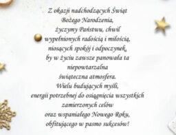 Życzenia z okazji nadchodzących Świąt Bożego Narodzenia